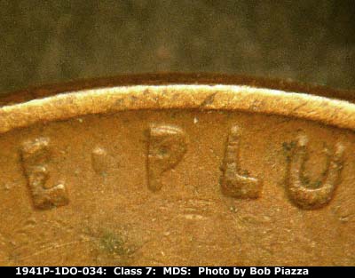Die-stage B marker on 1941P•1DO•034 (1941 Doubled Die Obverse).