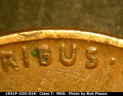 Die-stage B marker on 1941P•1DO•034 (1941 Doubled Die Obverse).