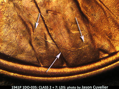 Die-stage C marker on 1941P•1DO•035 (1941 Doubled Die Obverse).