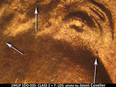Die-stage C marker on 1941P•1DO•035 (1941 Doubled Die Obverse).