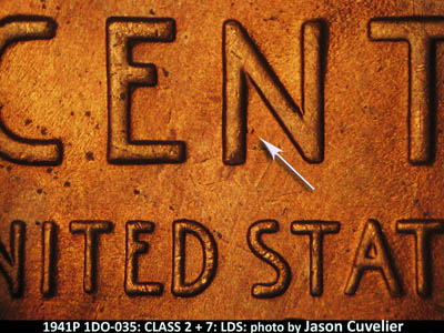 Die-stage C marker on 1941P•1DO•035 (1941 Doubled Die Obverse).