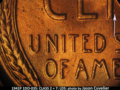 Die-stage C marker on 1941P•1DO•035 (1941 Doubled Die Obverse).