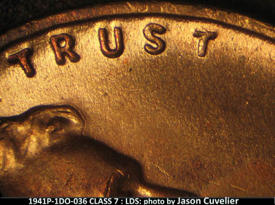 Die-stage C marker on 1941P•1DO•036 (1941 Doubled Die Obverse).