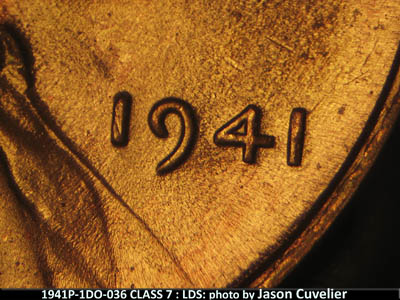 Die-stage C marker on 1941P•1DO•036 (1941 Doubled Die Obverse).