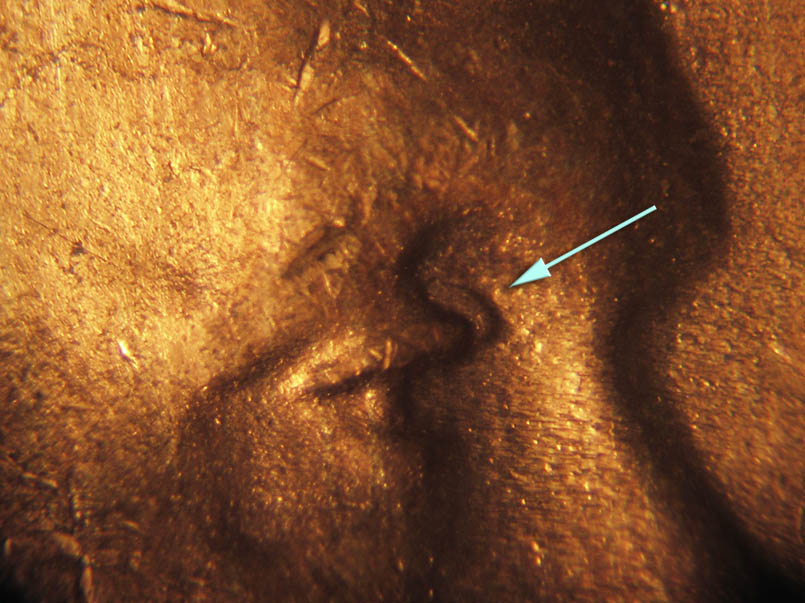 Die-stage C marker on 1941P•1DO•037 (1941 Doubled Die Obverse).
