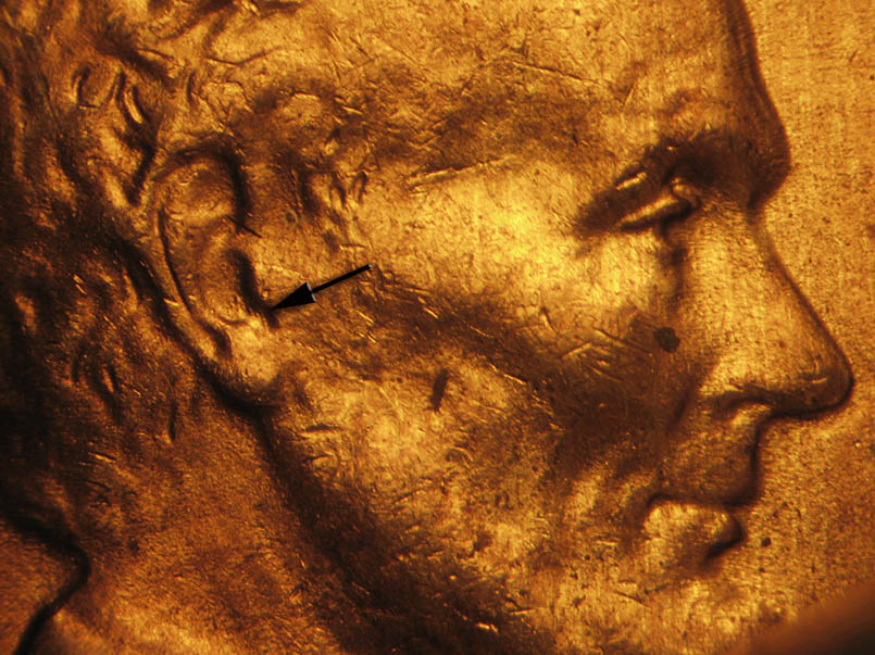 Die-stage C marker on 1941P•1DO•037 (1941 Doubled Die Obverse).