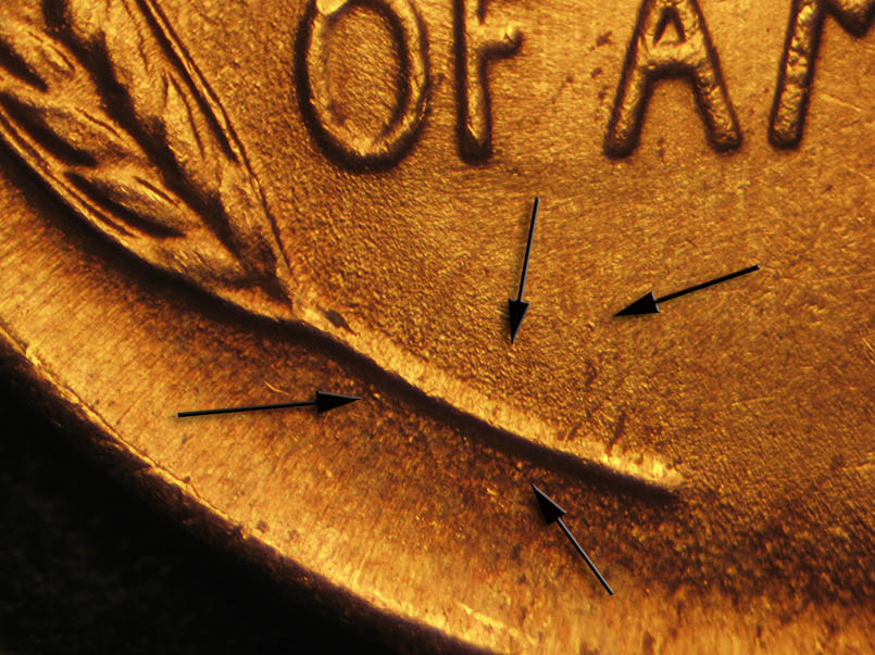 Die-stage C marker on 1941P•1DO•037 (1941 Doubled Die Obverse).