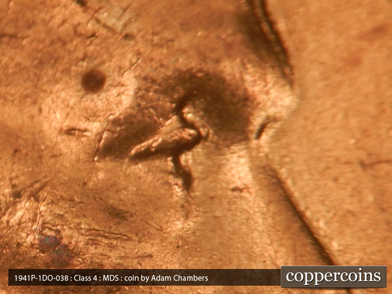 1941 Lincoln cent obverse, CopperCoins die 1941P•1DO•038.