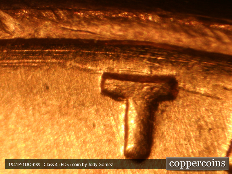 Die-stage A marker on 1941P•1DO•039 (1941 Doubled Die Obverse).