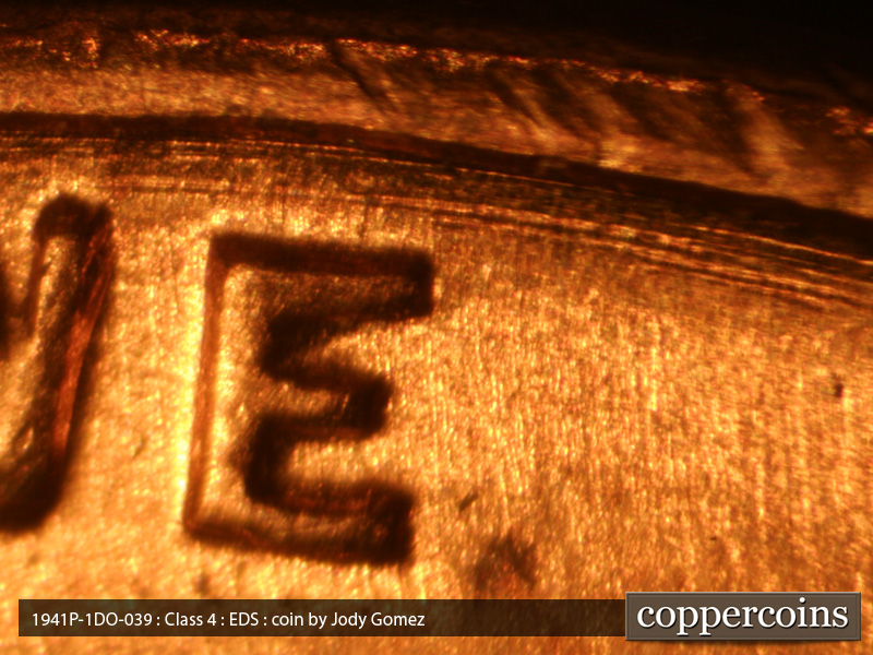 Die-stage A marker on 1941P•1DO•039 (1941 Doubled Die Obverse).