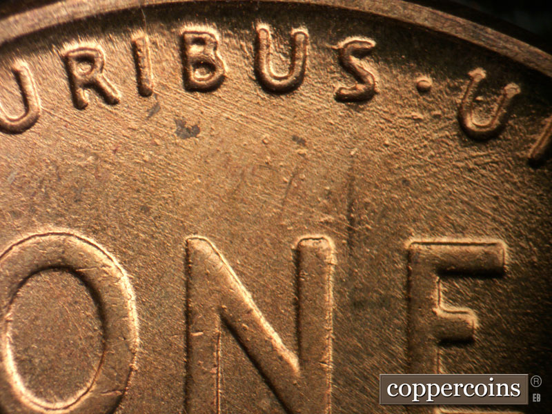 Die-stage B marker on 1941P•1DO•042 (1941 Doubled Die Obverse).