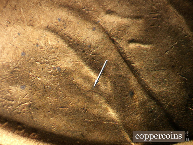 Die-stage C marker on 1941P•1DO•045 (1941 Doubled Die Obverse).