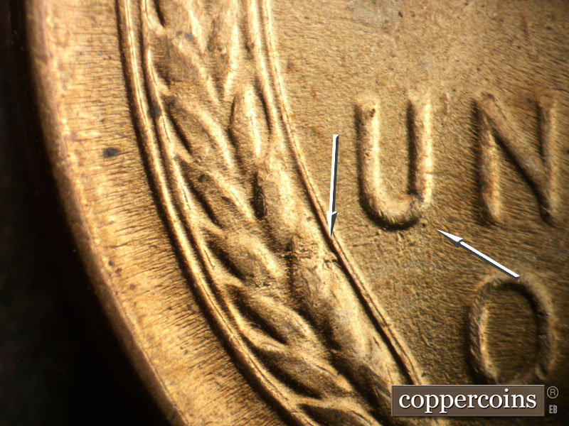 Die-stage C marker on 1941P•1DO•045 (1941 Doubled Die Obverse).