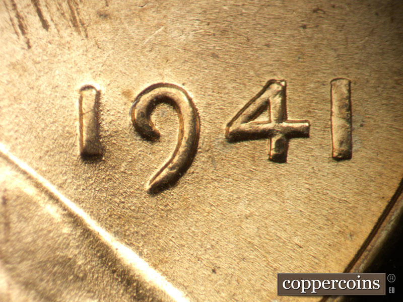 Die-stage B marker on 1941P•1DO•047 (1941 Doubled Die Obverse).