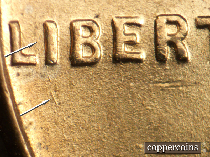 Die-stage B marker on 1941P•1DO•047 (1941 Doubled Die Obverse).