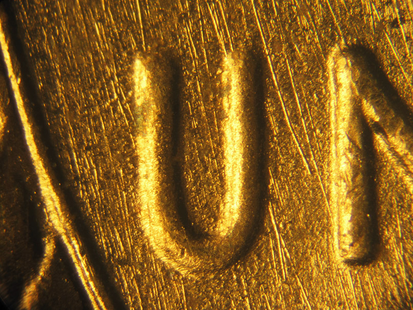 Die-stage B marker on 1941P•1DR•006 (1941 Doubled Die Reverse).
