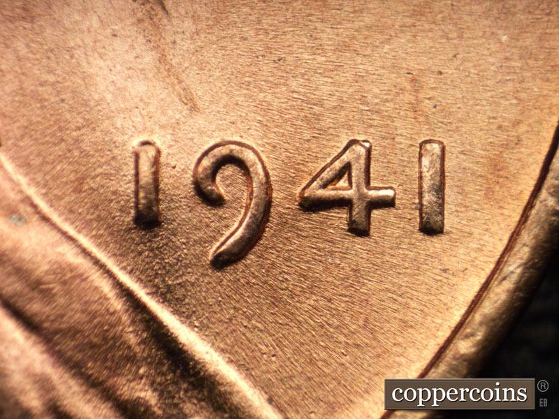 Die-stage B marker on 1941P•1DR•009 (1941 Doubled Die Reverse).