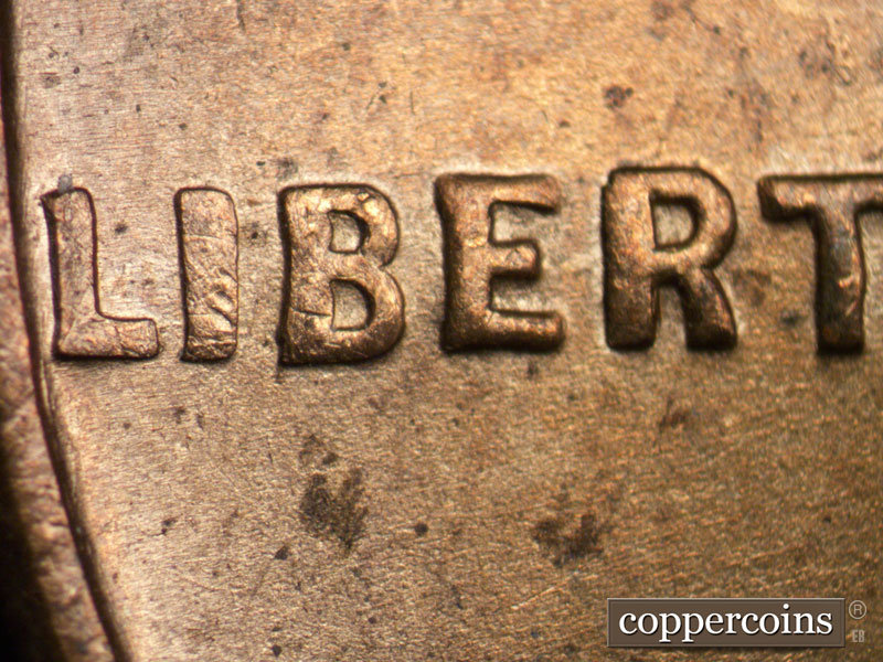 Die-stage A marker on 1941S•1DO•001 (1941 Doubled Die Obverse).