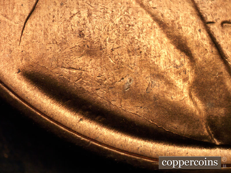 Die-stage B marker on 1941S•1DO•001 (1941 Doubled Die Obverse).