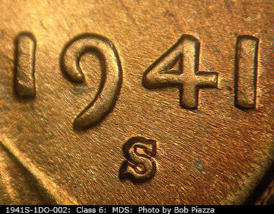 1941 Lincoln cent obverse, CopperCoins die 1941S•1DO•002.