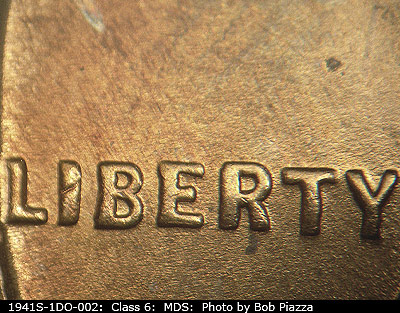Die-stage B marker on 1941S•1DO•002 (1941 Doubled Die Obverse).