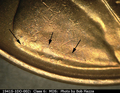 Die-stage B marker on 1941S•1DO•002 (1941 Doubled Die Obverse).