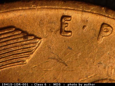 1941 Lincoln cent obverse, CopperCoins die 1941S•1DR•001.