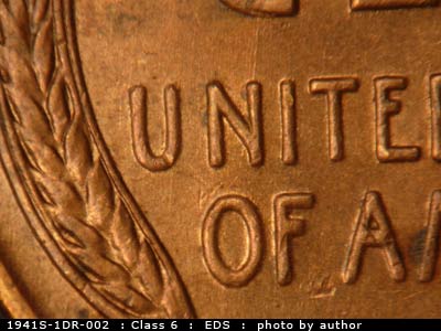Die-stage A marker on 1941S•1DR•002 (1941 Doubled Die Reverse).