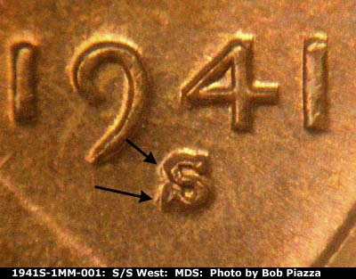 1941 Lincoln cent obverse, CopperCoins die 1941S•1MM•001.