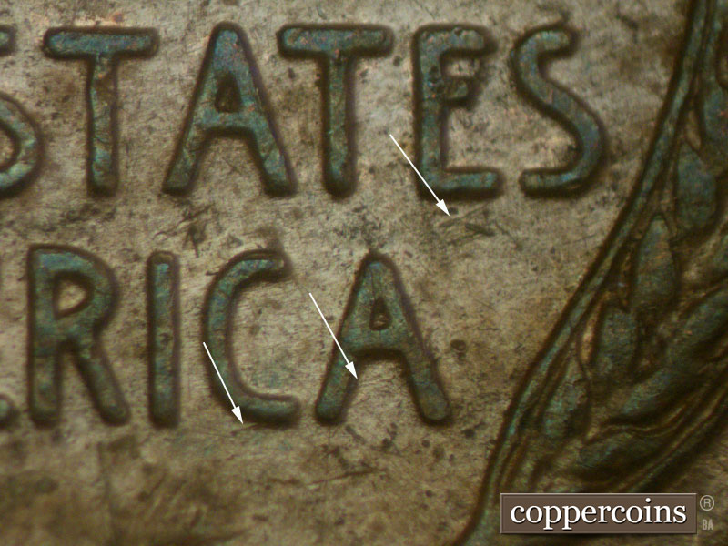 Die-stage B marker on 1941S•1MM•002 (1941 Repunched Mint Mark).