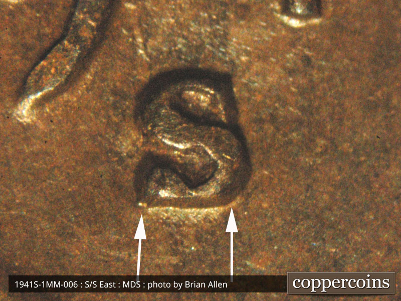 1941 Lincoln cent obverse, CopperCoins die 1941S•1MM•006.