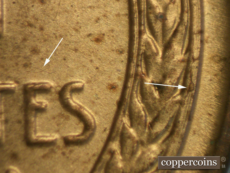 Die-stage A marker on 1941S•1MM•010 (1941 Repunched Mint Mark).
