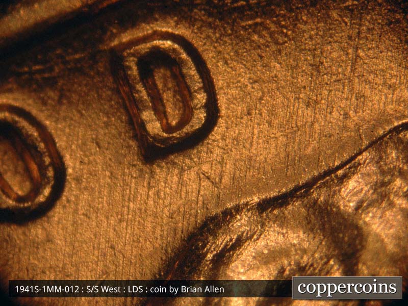 Die-stage C marker on 1941S•1MM•012 (1941 Repunched Mint Mark).