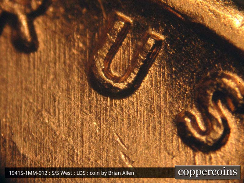 Die-stage C marker on 1941S•1MM•012 (1941 Repunched Mint Mark).