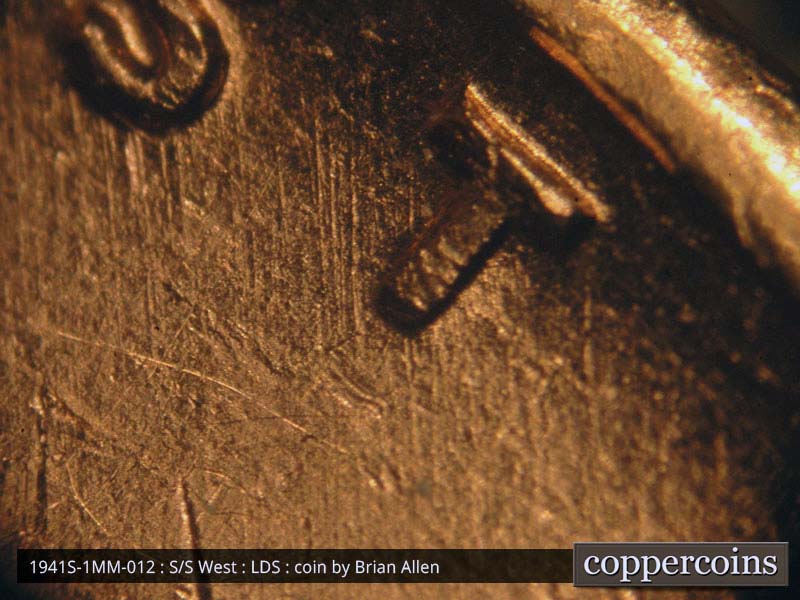 Die-stage C marker on 1941S•1MM•012 (1941 Repunched Mint Mark).