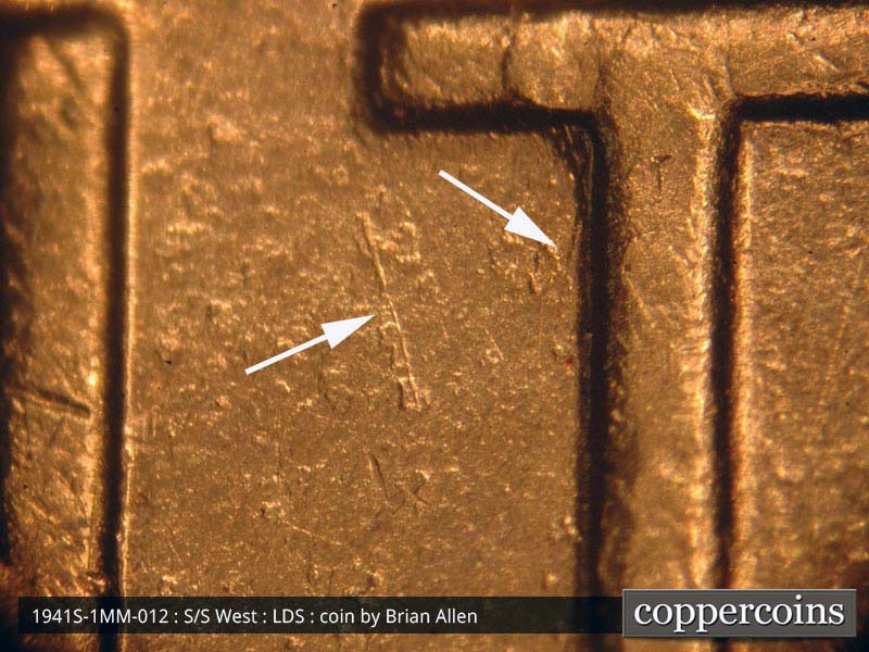 Die-stage C marker on 1941S•1MM•012 (1941 Repunched Mint Mark).