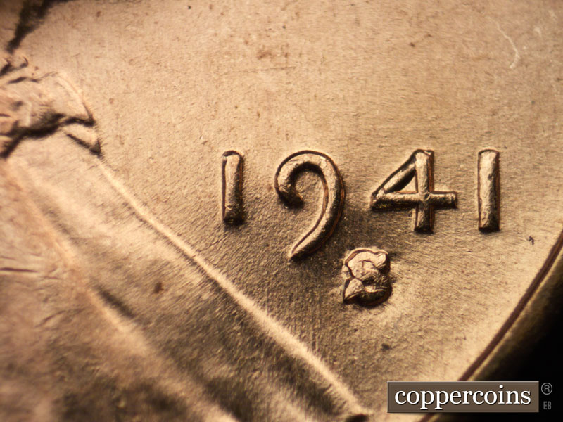 Die-stage C marker on 1941S•1MM•014 (1941 Repunched Mint Mark).