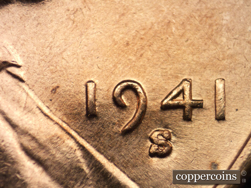 Die-stage B marker on 1941S•1MM•015 (1941 Repunched Mint Mark).