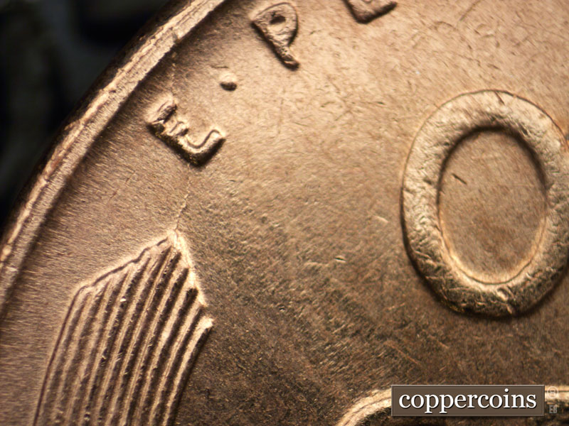 Die-stage B marker on 1941S•1MM•015 (1941 Repunched Mint Mark).