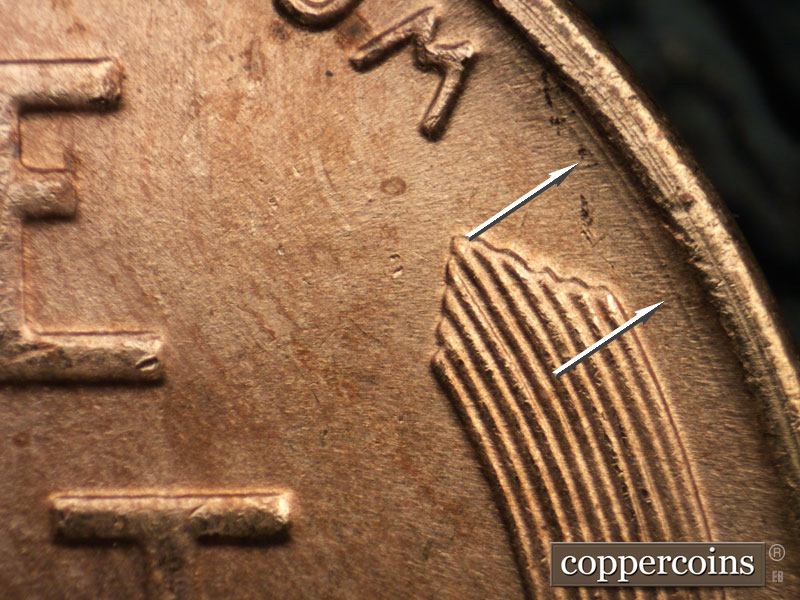 Die-stage B marker on 1941S•1MM•015 (1941 Repunched Mint Mark).