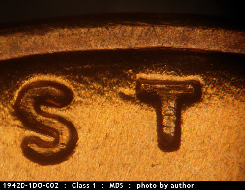 1942 Lincoln cent obverse, CopperCoins die 1942D•1DO•002.