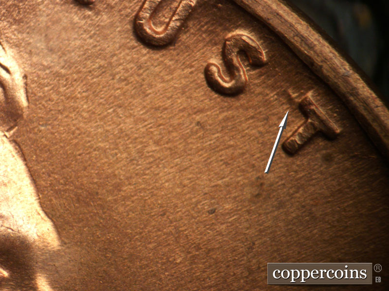 1942 Lincoln cent obverse, CopperCoins die 1942D•1DO•005.