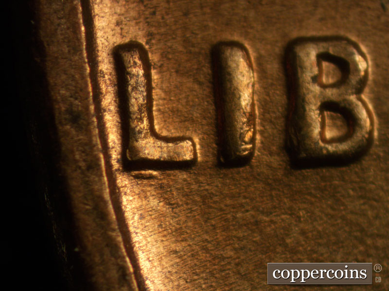 1942 Lincoln cent obverse, CopperCoins die 1942D•1DO•007.