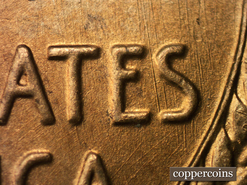 Die-stage B marker on 1942D•1DO•007 (1942 Doubled Die Obverse).