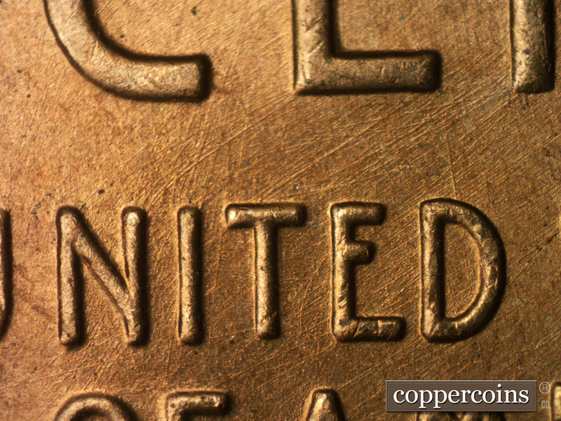 Die-stage B marker on 1942D•1DO•007 (1942 Doubled Die Obverse).