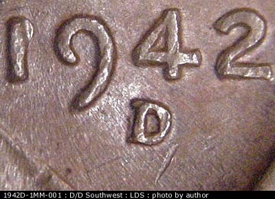 Die-stage C marker on 1942D•1MM•001 (1942 Repunched Mint Mark).