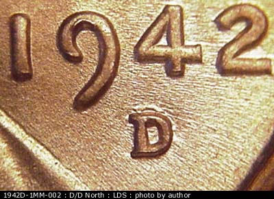 Die-stage C marker on 1942D•1MM•002 (1942 Repunched Mint Mark).