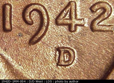 Die-stage C marker on 1942D•1MM•004 (1942 Repunched Mint Mark).