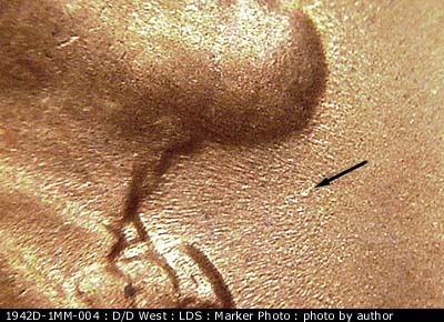 Die-stage C marker on 1942D•1MM•004 (1942 Repunched Mint Mark).