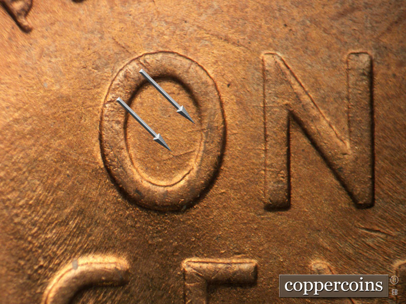Die-stage B marker on 1942D•1MM•008 (1942 Repunched Mint Mark).
